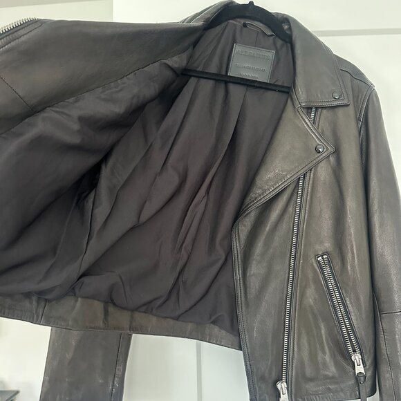 AllSaints Dalby Leather jacket like new! Size 10 - Picture 2 of 3